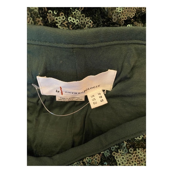 NWOT Anthropologie Joni Sequin Flare Pants in Dark Green  Size 10 - Picture 13 of 14